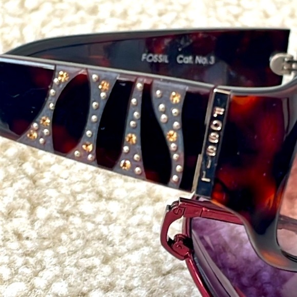 Lot of Six Pairs of Fossil Sunglasses Vintage Y2K Embellished Tortoise Polarized main image 6